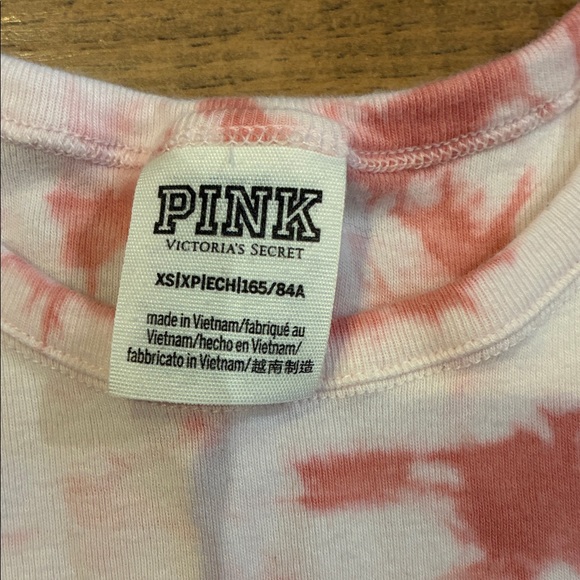 PINK Victoria's Secret Pink & White Tie-Dye Crop Tee - Picture 2 of 4